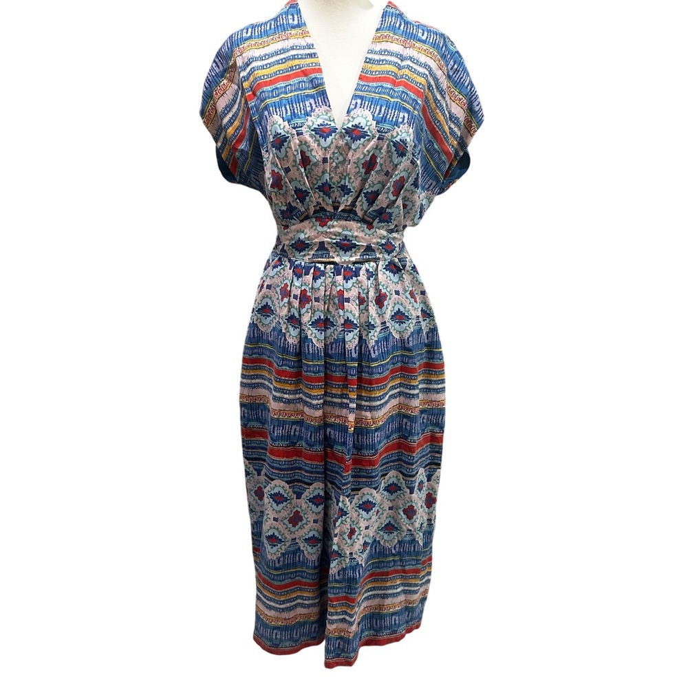Sundance Multicolor Striped & Geometric Midi Dress